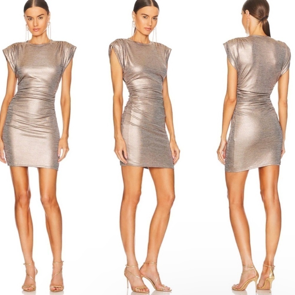 Lovers+Friends Gold Simmer Rosie Mini Dress